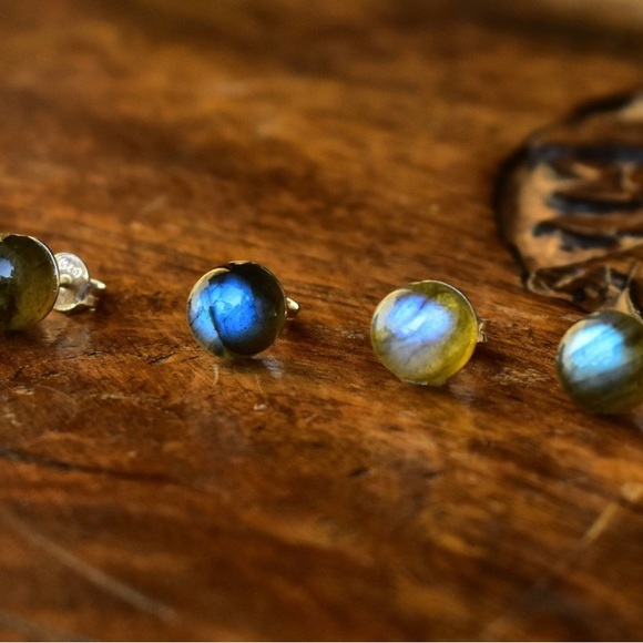 Etsy Sterling Silver Labradorite Studs - Picture 3 of 6